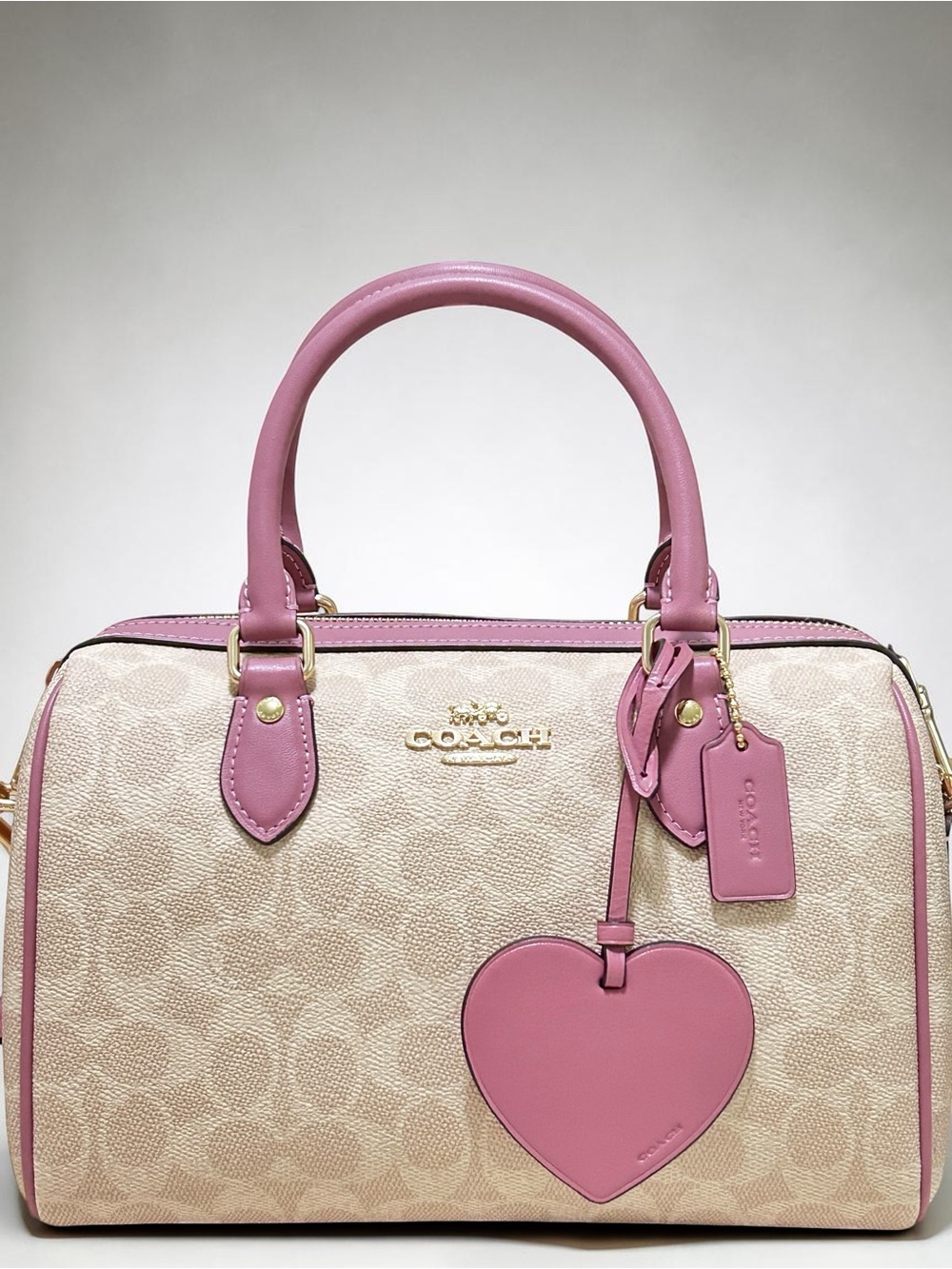 COACH Rowan Heart Charm Signature C Coated Canvas and Smooth Leather Crossbody - Picture 11 of 13